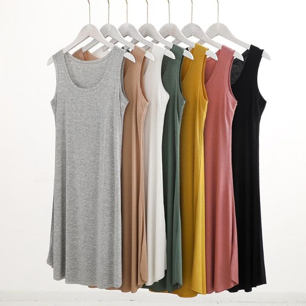

casual dresses knitted summer women dress loose o-neck sleeveless harujuku mini robe 121339wla, Black;gray