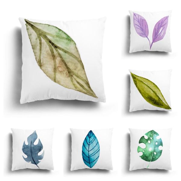 

cushion/decorative pillow ink painting leaf plush hug pillowcase home decoration sofa cushion cover customizable pattern 60x60cm