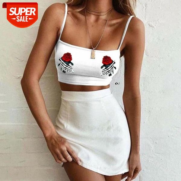 

2019 brand new summer ladies women boho floral print sleeveless crop strappy bustier bralette vest cami shirt #od7m, White