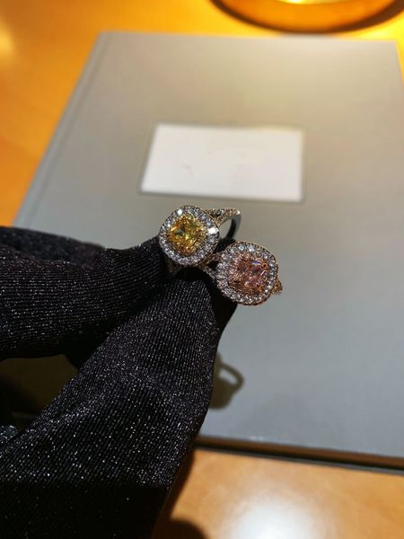 

special offer 70% off luxury jewelry dijia yellow white powder imitation ring micro inlaid with s925 silver ring, Golden