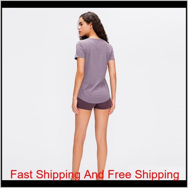 

ladies fitness running quick-drying breathable reflective sports short sleeve yoga t-shirt lu-58 seamless workout qylvmy petsyard, White;red