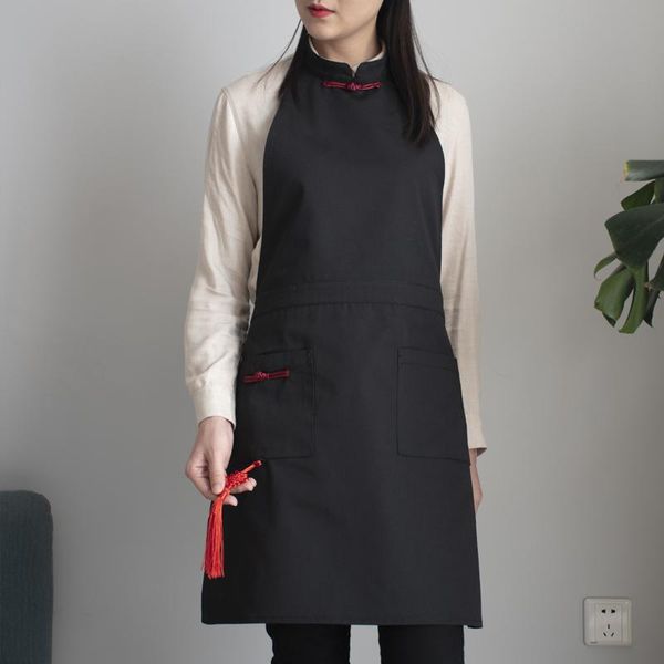 

aprons kitchen waterproof apron linen women chinese retro cheongsam restaurant cooking baking waiter couple delantal barber shop