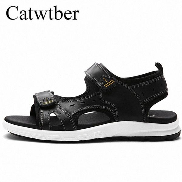 

catwtber new leather shoes men beach sandals male breathable flats couple comfort causal men summer loafer zapatos hombre z17b#, Black