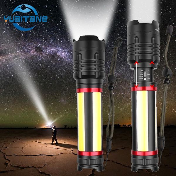 

xhp70.2+cob built-in 7200mah led 7modes usb rechargerable zoom waterproof torch lanterna for camping,hunting