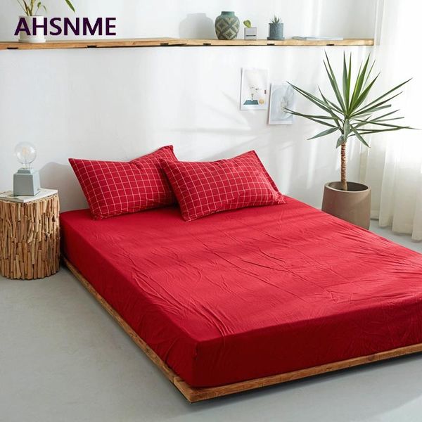 

ahsnme crimson 100% cotton sheets super soft parure de lit cool summer simple water fitted sheet 100/120/135/150/200/180/200cm