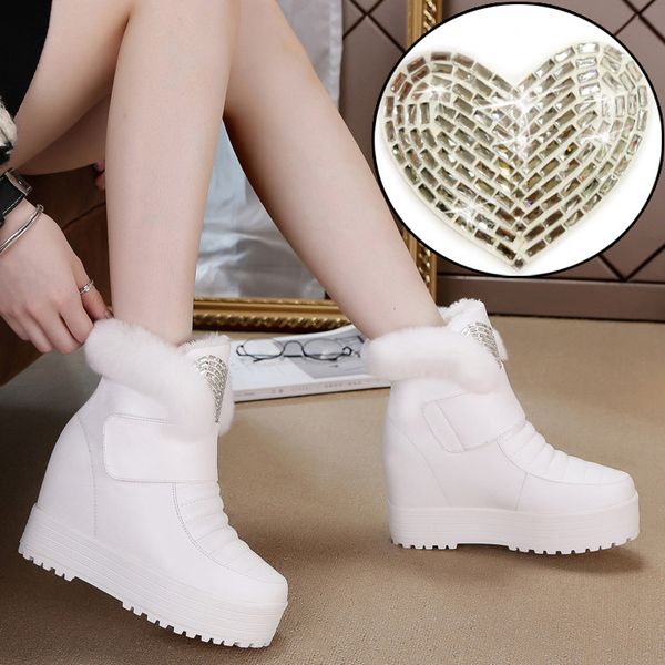 

women's shoes winter skin snow bright diamonds raise female boots h8c3, Black