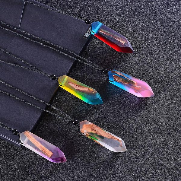

pendant necklaces handmade high quatily vintage wood resin necklace for men women woven rope chain amulet jewelry luck gifts wholesale, Silver