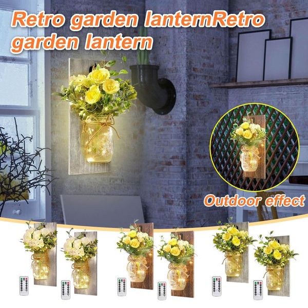 

wall lamp led mason can light simulation flower wood retro garden lantern indoor living room lamps stand