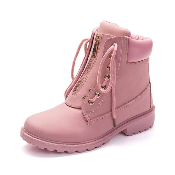 

boots autumn winter women trend zipper deisgn pu leather shoes ladies ankle pink woman boot, Black