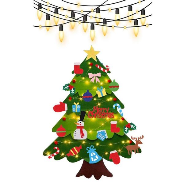 

wall stickers party supply christmas decoration diy door sticker hanging tree with lights felt ornaments