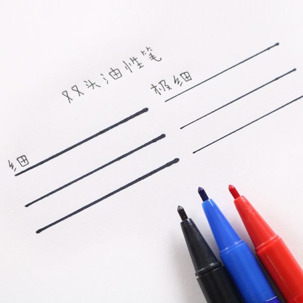 

double small headed marking pen drawing line red be black oily exprs large head