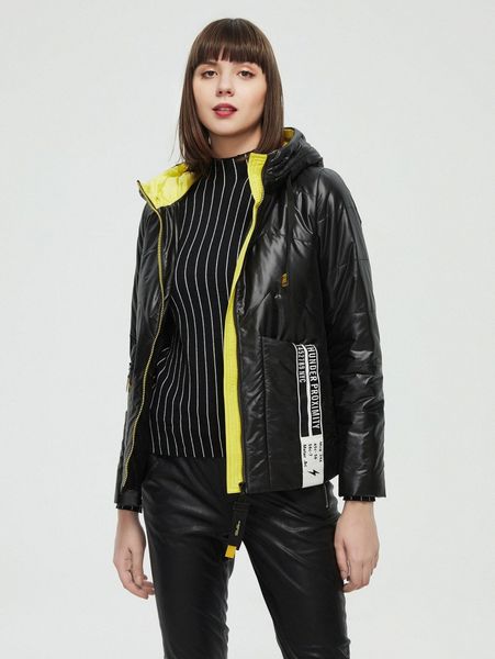 

zip up hooded winter coat 39wn#, Black