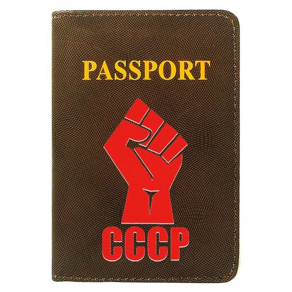 

card holders the great soviet union cccp passport cover vintage pu leather travel id holder pocket wallet bags, Brown;gray