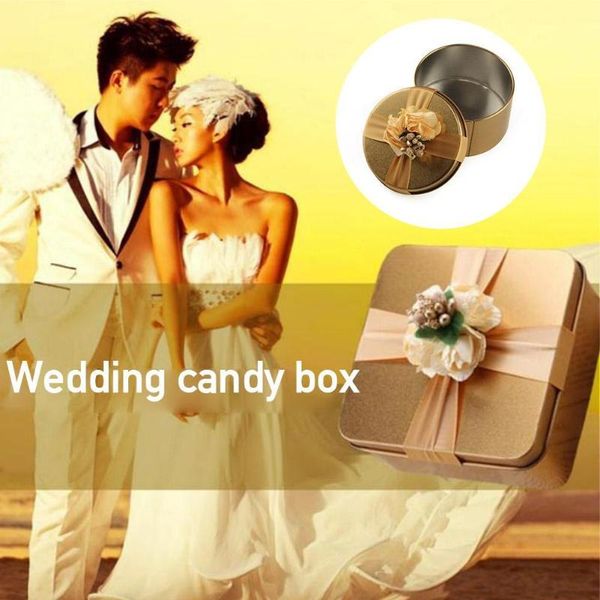 

round shape wedding candy box with berry flower ribbon tin chocolate organizer gift party metal favors container boxes