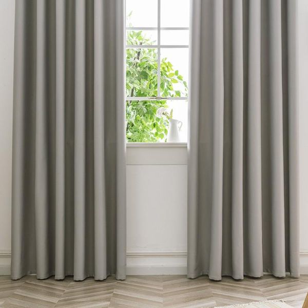 

pure color high-precision blackout curtain silver gray 140*260cm width*length perforated 2pcs