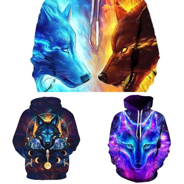 

new fashion men animal wolf print hoodie 3d-printed sweatshirt men/women jas fun 2065, Black;green