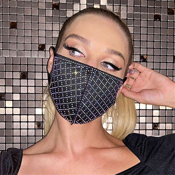 

diamond riding mask dust-proof black mask fashion flash diamond breathable rhinestone cotton outdoor mask