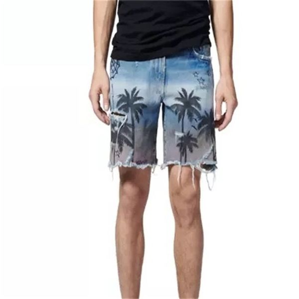 

chao brand 20ss am summer beach coconut print denim shorts, Blue