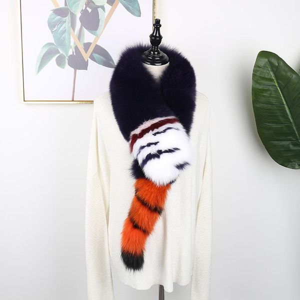 

scarves real fur scarf winter warm fashion, Blue;gray
