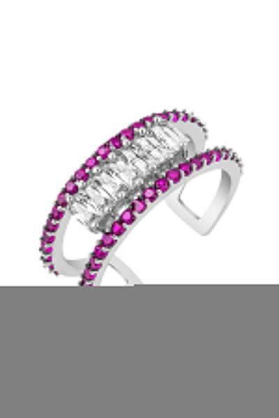 

cluster rings baguette silver ring, Golden;silver