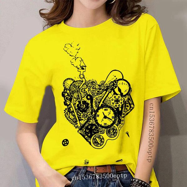 

women's t-shirt steampunk heart kids boys girls clock mechanical cogs steam, White