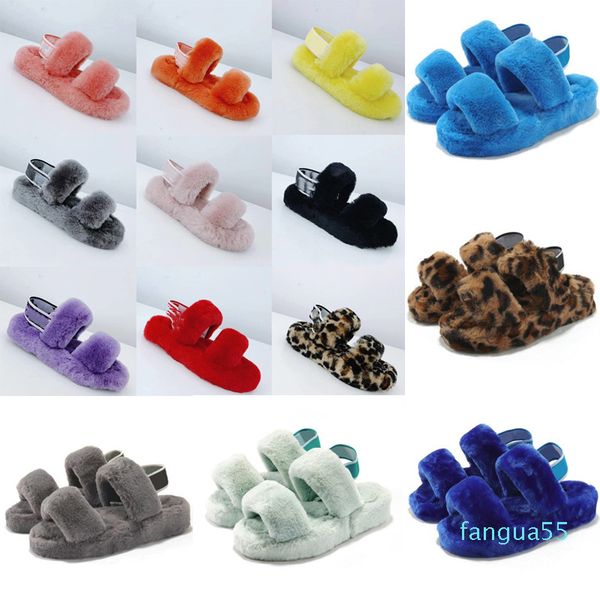 

designer slippers, fur sandals, ladies, Black