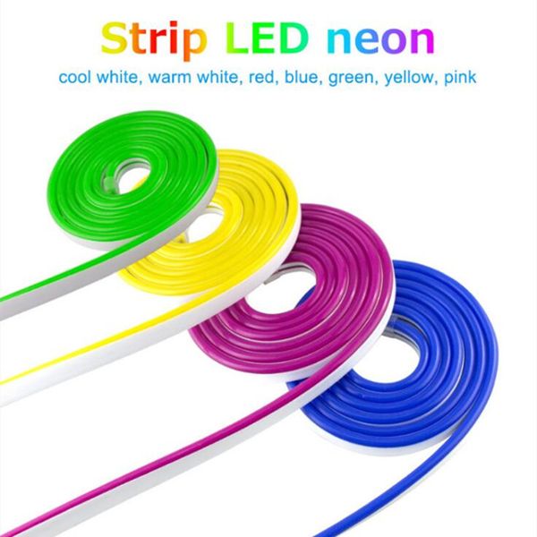 Su geçirmez LED Neon Işık LED'leri Şerit 12 V Dim Dokunmatik Sensör / El Sweep Sensörleri IP67 Esnek Aydınlatma Bant Işıkları 1m 2m 3m 4m 5m D2.0