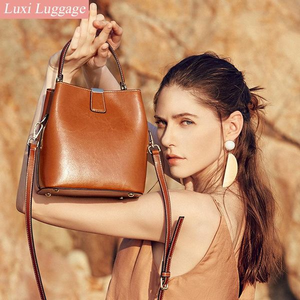 

evening bags 2021 genuine leather handbag designers women messenger females bucket bag crossbody shoulder