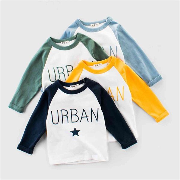 

cotton kids t shirts boys girls letters print long sleeve tees autumn winter sweatshirts for children boy, Blue