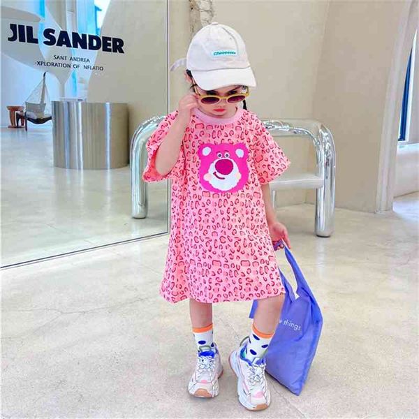 

summer arrival girls fashion leopard dress kids cotton es girl 210528, Red;yellow
