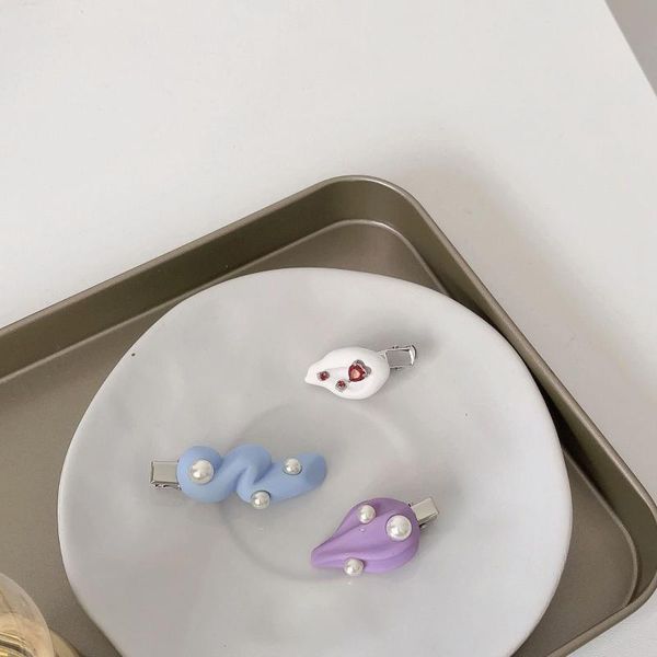 

hair clips & barrettes fflacell sweet girls pearl edge blue white purple cream hairpin women accessories, Golden;silver