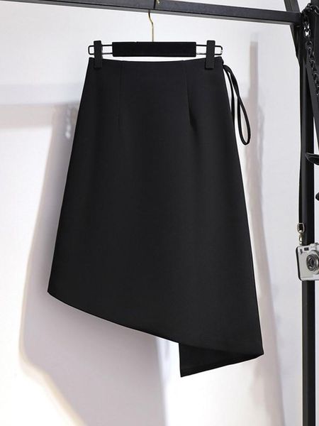 

skirts black irregular women suits skirt 2021 spring korea-style high waist short a-line pack hip one step lady