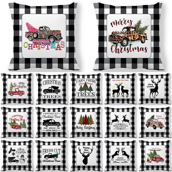 

christmas decorations 1pcs deer tree pattern cushion cover polyester 45*45cm decorative pillowcase year sofa home car pillowcover 41036