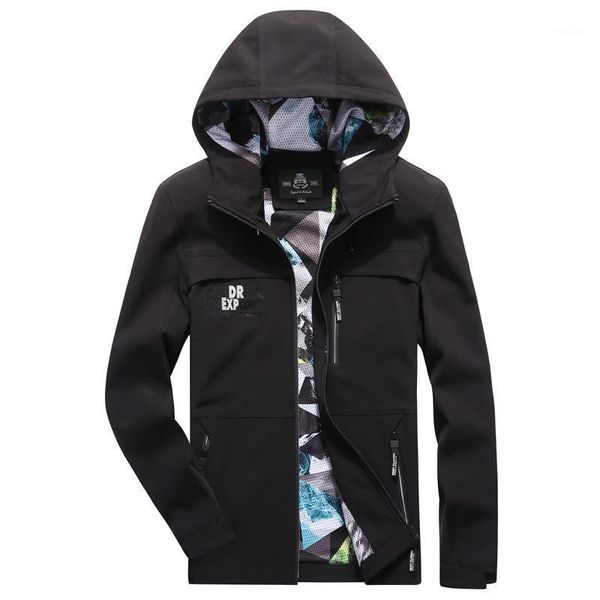 

men's jackets autumn hooded jacket men military casual coat windbreaker outwear plus size m-4xl veste homme mesh liner breathable, Black;brown