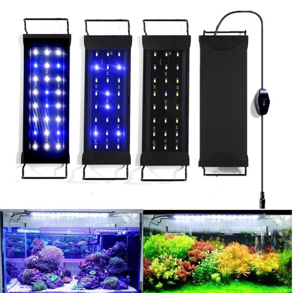 

aquariums lighting aquarium light 12/24w white blue led clip extendable bracket lamp for fish tank coral reef plant grow