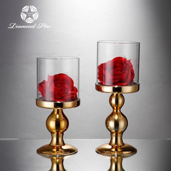 

diamond star glass vase european creative transparent high candlestick flower home crafts simple modern ornaments 3dzty28
