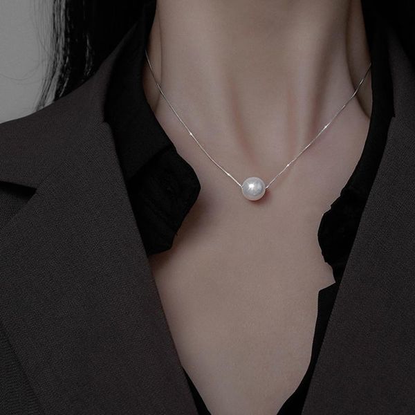

pendant necklaces women jewelry simulated pearl necklace vintage temperament selling chain for gifts, Silver