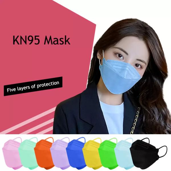 

31-color kn95 korean willow leaf fish shape mask 3d three-dimensional 5 layers protective mask