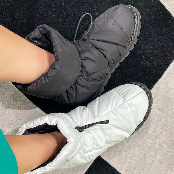 

boots fonberry 2021 winter fur warm down cotton snow women round toe slip on short plush ankle, Black