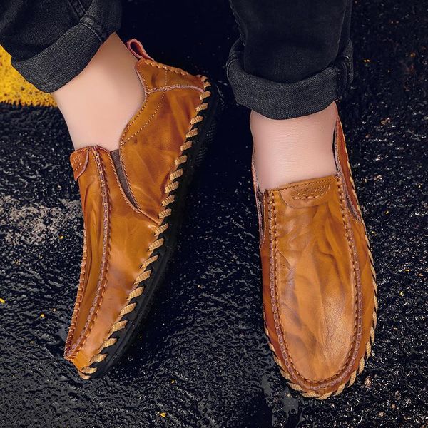 

dress shoes aruonet men leather loafers luxury designers genuine mens classic casual erkek ayakkabi, Black