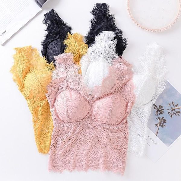 

fashion beauty back lace tank bras lingeries women wrapped chest bralette summer underwear camisoles & tanks, Black;white