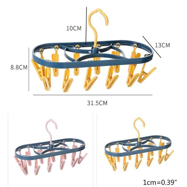 

windproof 12 clip clothes hanger dryer multi-functional drying rack underwear x9fa