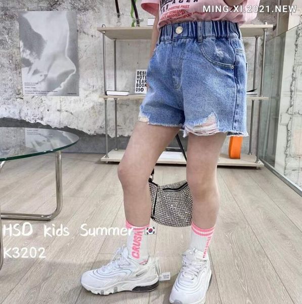 

shorts 2021 wholesale girls denim holes spring summer fashion 3-8t a653, Black