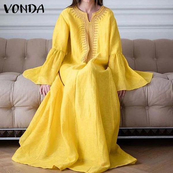 

new bohemian women's kaftan vinatge v neck party maxi long 2021 summer sun plus size robe 3klw, Black;gray