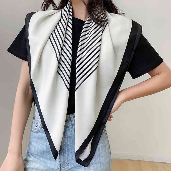 

70% off design 2021 spring new 90 large square female elegant korean twill silk fashion scarf decorative scarf 8nc0, Black;purple