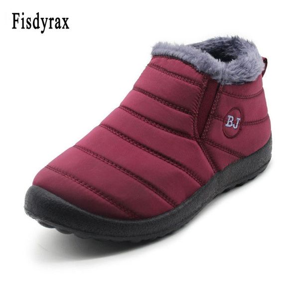 

boots fisdyrax women winter shoes solid color snow ankle plush inside bottom keep warm waterproof ski size 35-44, Black