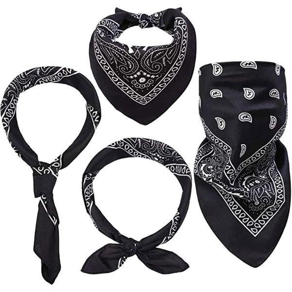 

scarves double-sided printing men's and women's turban bandana wrap scarf 4pcs, Blue;gray