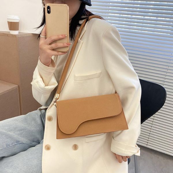 

shoulder bags fashion exquisite shopping bag retro women underarm matte pu leather pure color flap clutch totes handbags