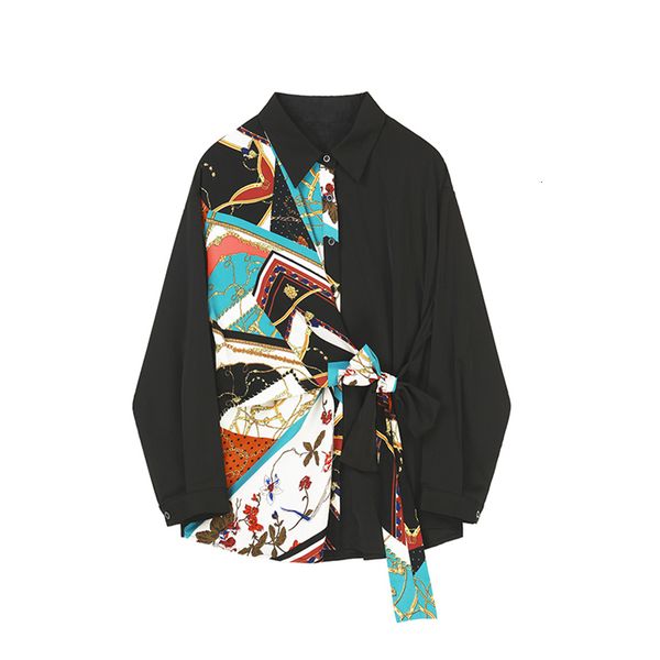 

2021 new autumn fashion office lady printed full single breasted shirt above knee, mini woman 2v7o, Black;gray