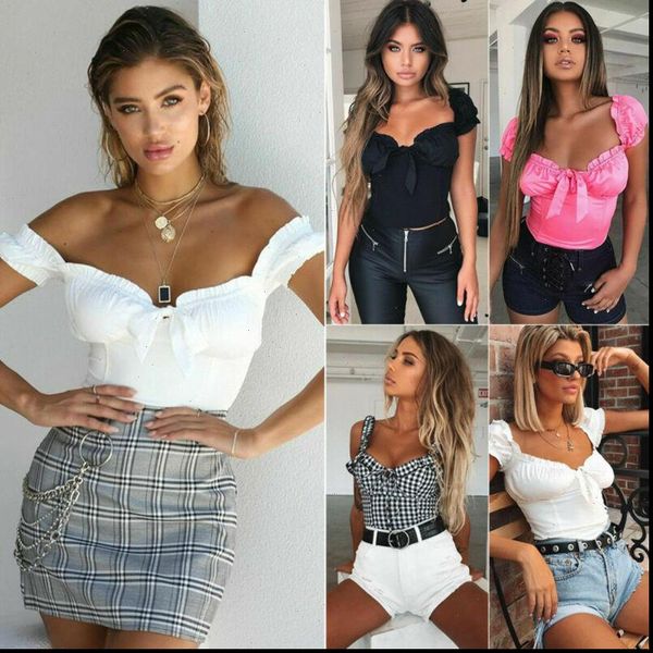 

women summer off shoulder bralet tank blouse t shirt crop cami drop shipping, White